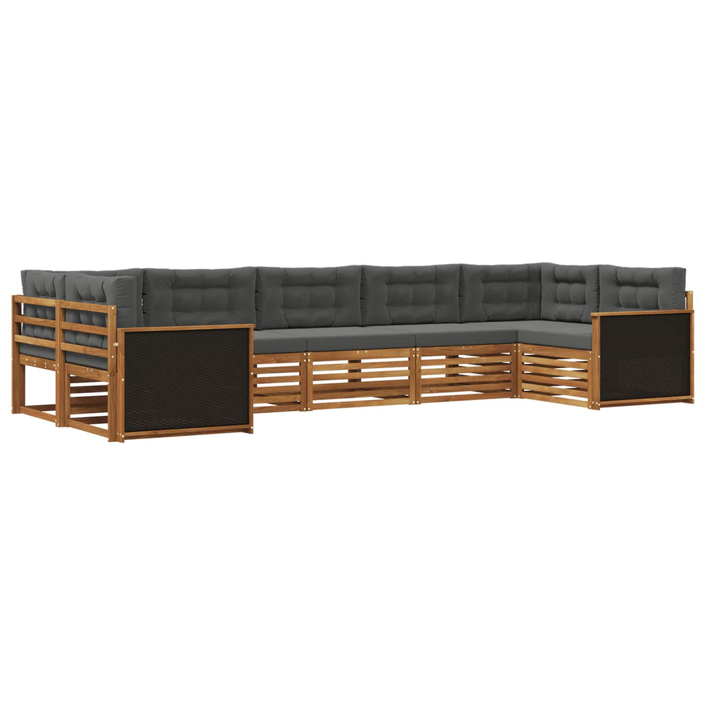 vidaXL Zestaw sof na zewnątrz z poduszką 7 pcs Naturalny i Antracytowy