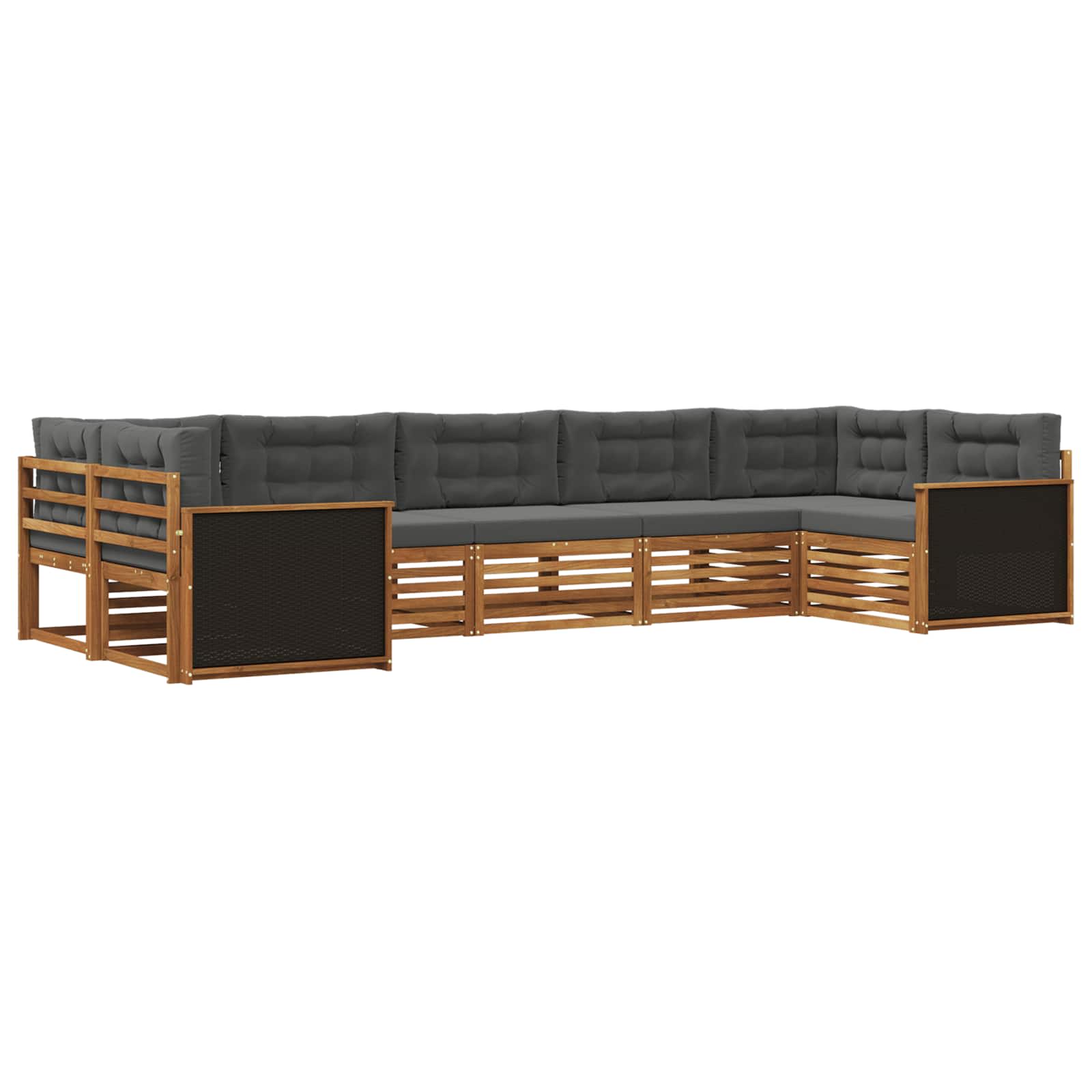 vidaXL Zestaw sof na zewnątrz z poduszką 7 pcs Naturalny i Antracytowy