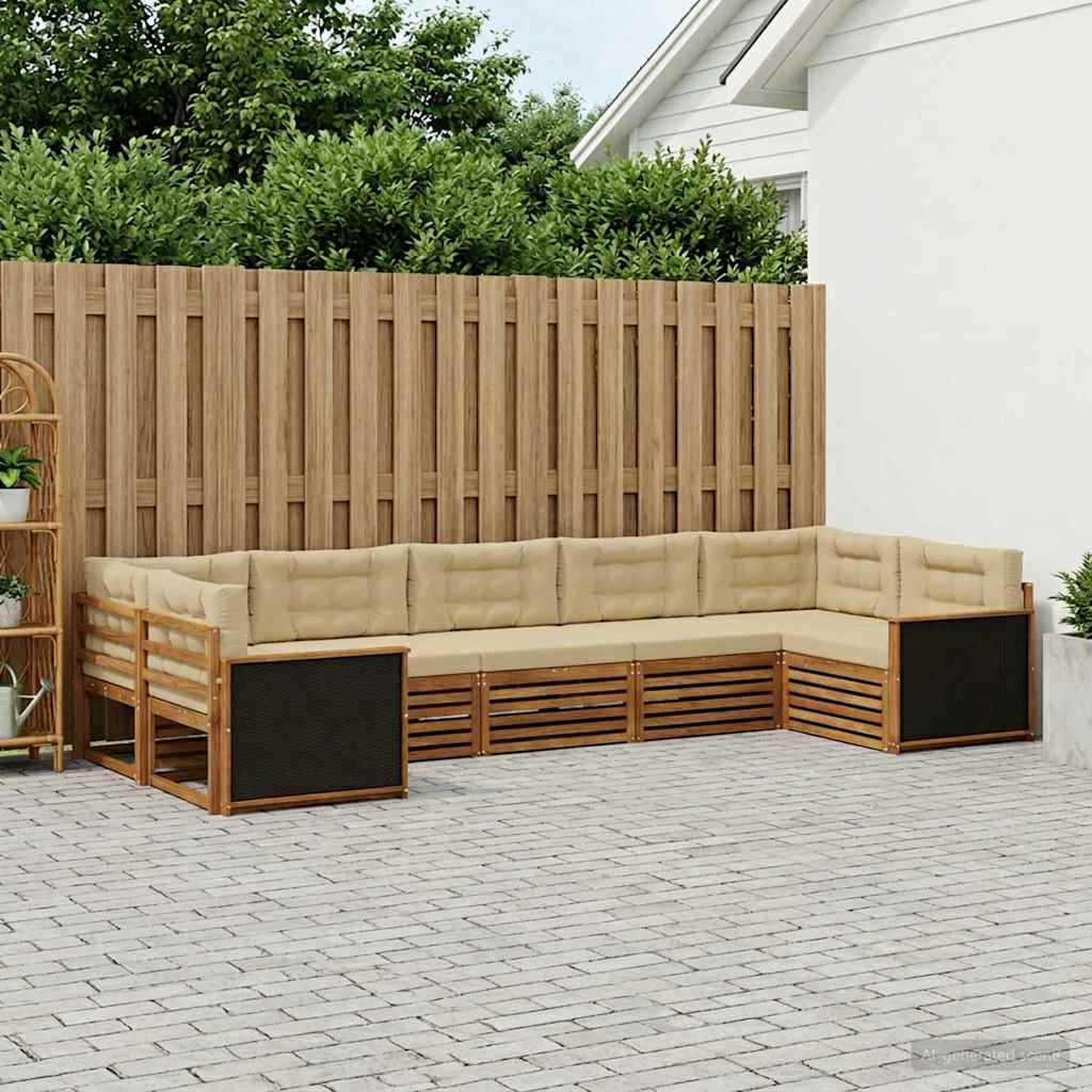 vidaXL Zestaw sof na zewnątrz z poduszką 7 pcs Naturalny i Beżowy