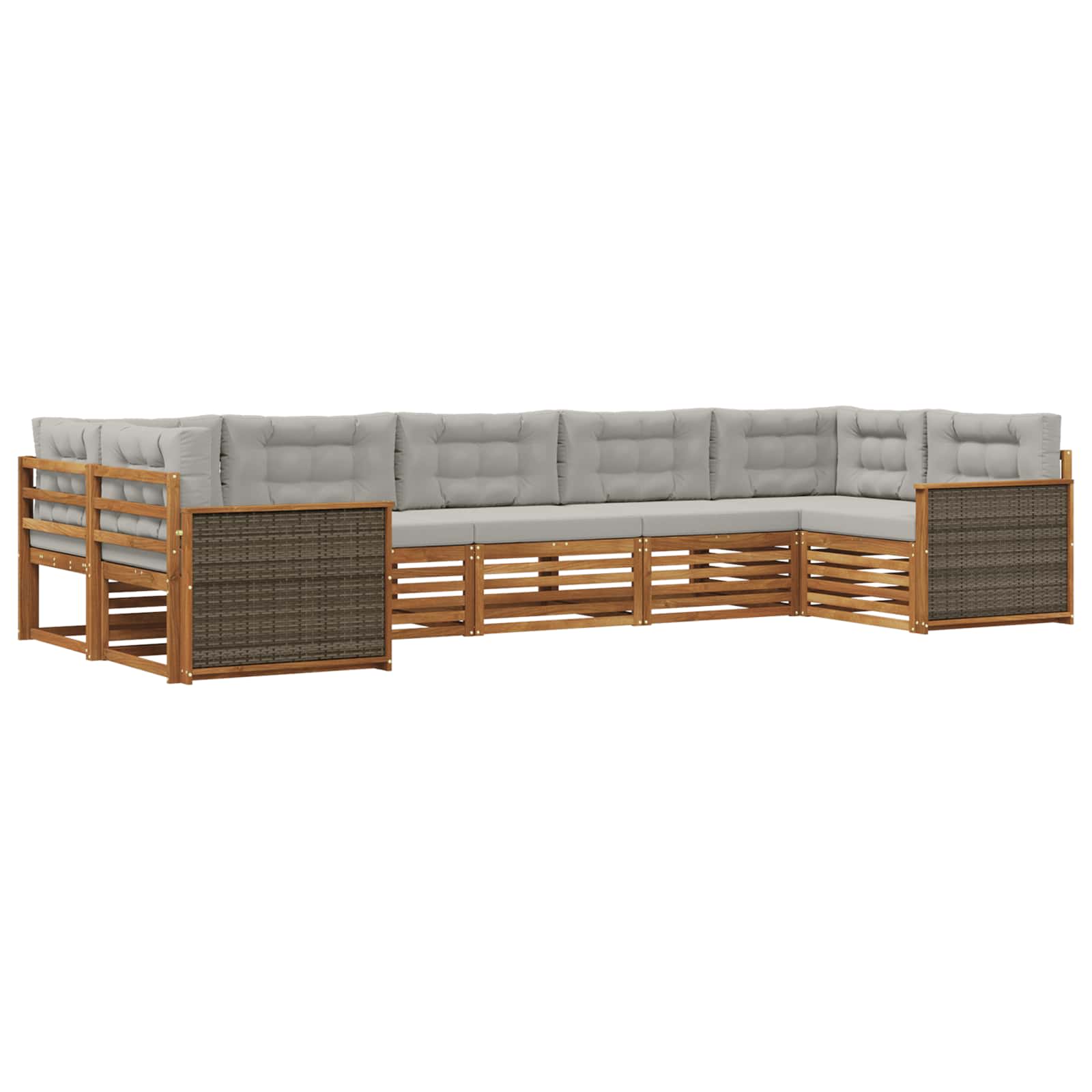 vidaXL Zestaw sof na zewnątrz z poduszką 7 pcs Naturalny i jasnoszary