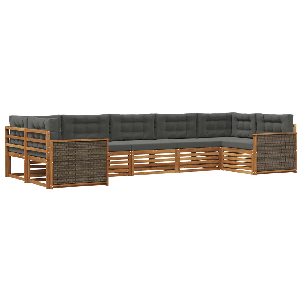 vidaXL Zestaw sof na zewnątrz z poduszką 7 pcs Naturalny i Antracytowy