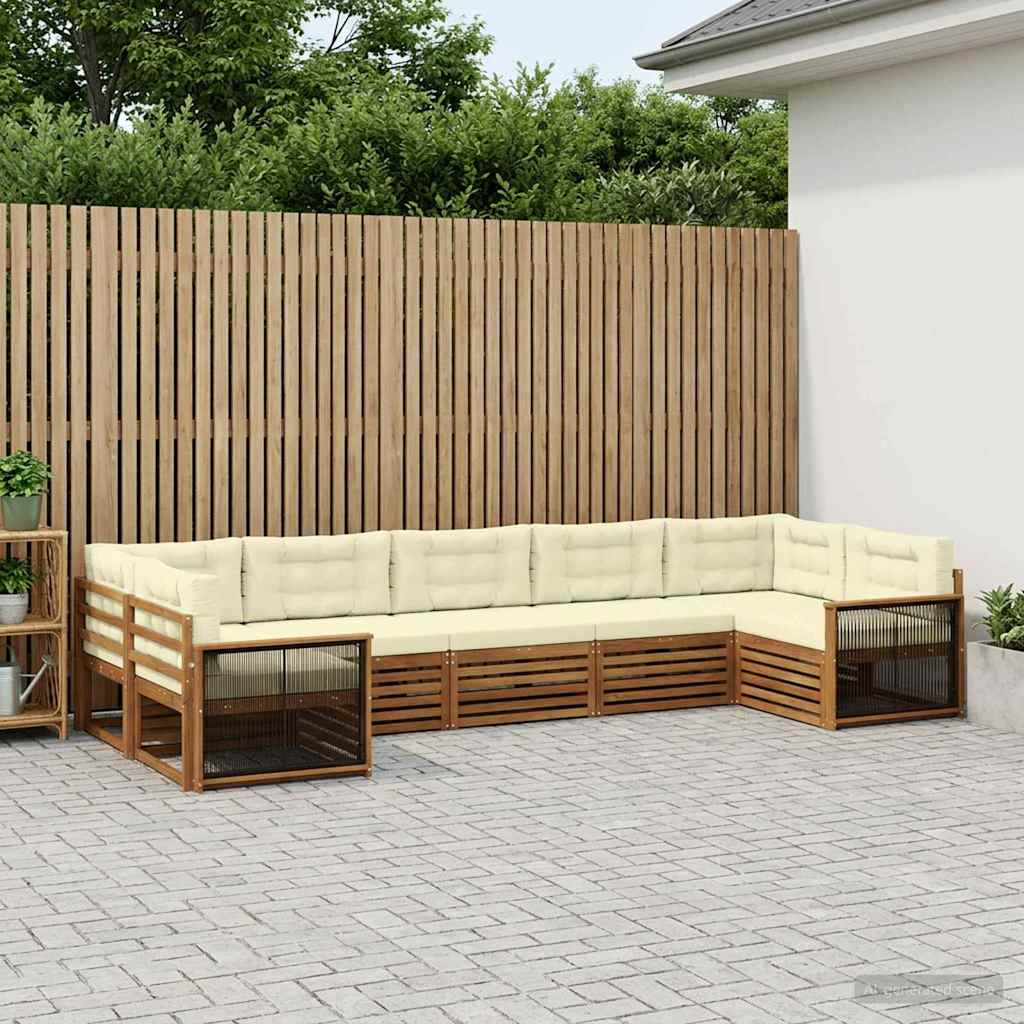vidaXL Zestaw sof na zewnątrz z poduszką 7 pcs Naturalny i Kremowy