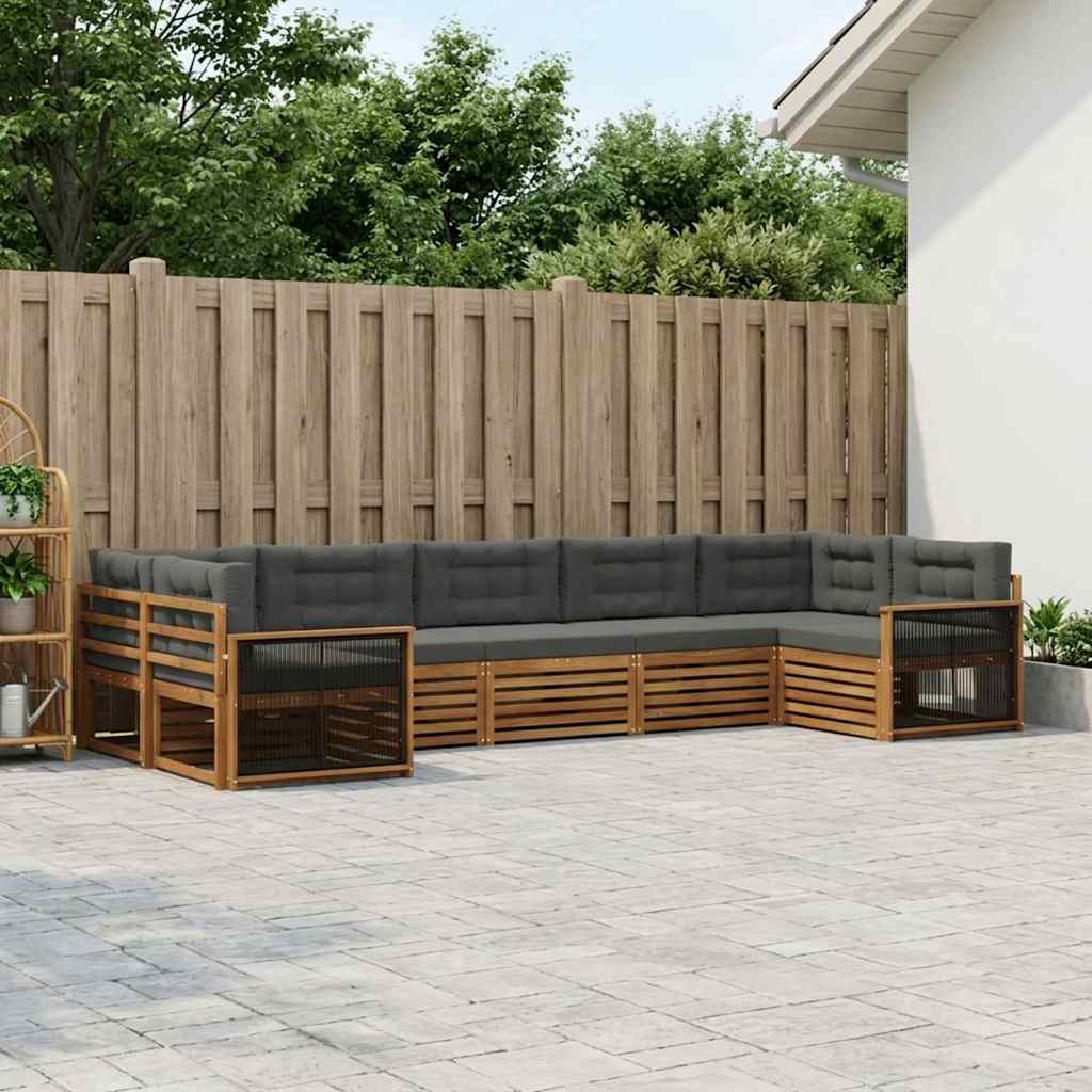 vidaXL Zestaw sof na zewnątrz z poduszką 7 pcs Naturalny i Antracytowy