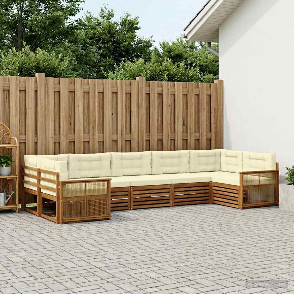 vidaXL Zestaw sof na zewnątrz z poduszką 7 pcs Naturalny i Kremowy