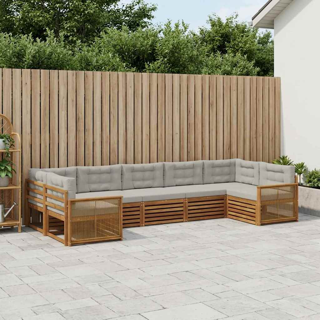 vidaXL Zestaw sof na zewnątrz z poduszką 7 pcs Naturalny i jasnoszary