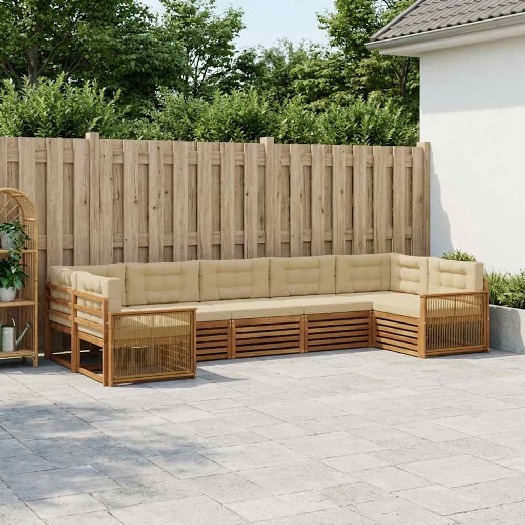 vidaXL Zestaw sof na zewnątrz z poduszką 7 pcs Naturalny i Beżowy
