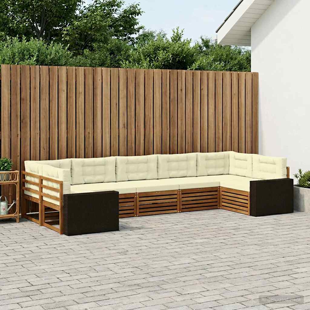 vidaXL Zestaw sof na zewnątrz z poduszką 7 pcs Naturalny i Kremowy
