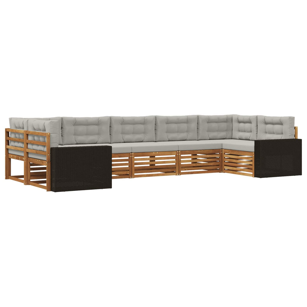 vidaXL Zestaw sof na zewnątrz z poduszką 7 pcs Naturalny i jasnoszary