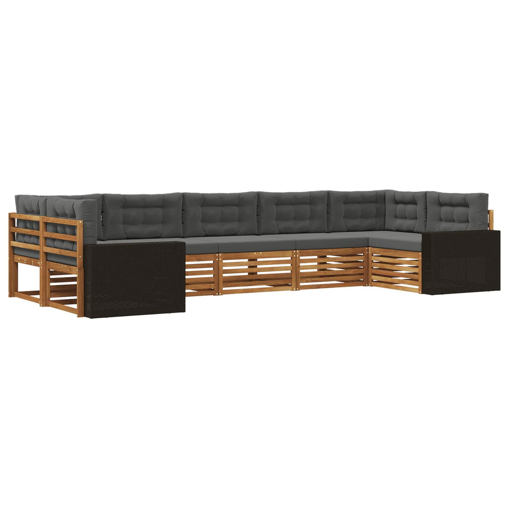 vidaXL Zestaw sof na zewnątrz z poduszką 7 pcs Naturalny i Antracytowy
