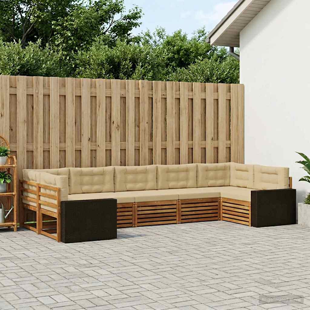 vidaXL Zestaw sof na zewnątrz 7 pcs Naturalny i Beżowy