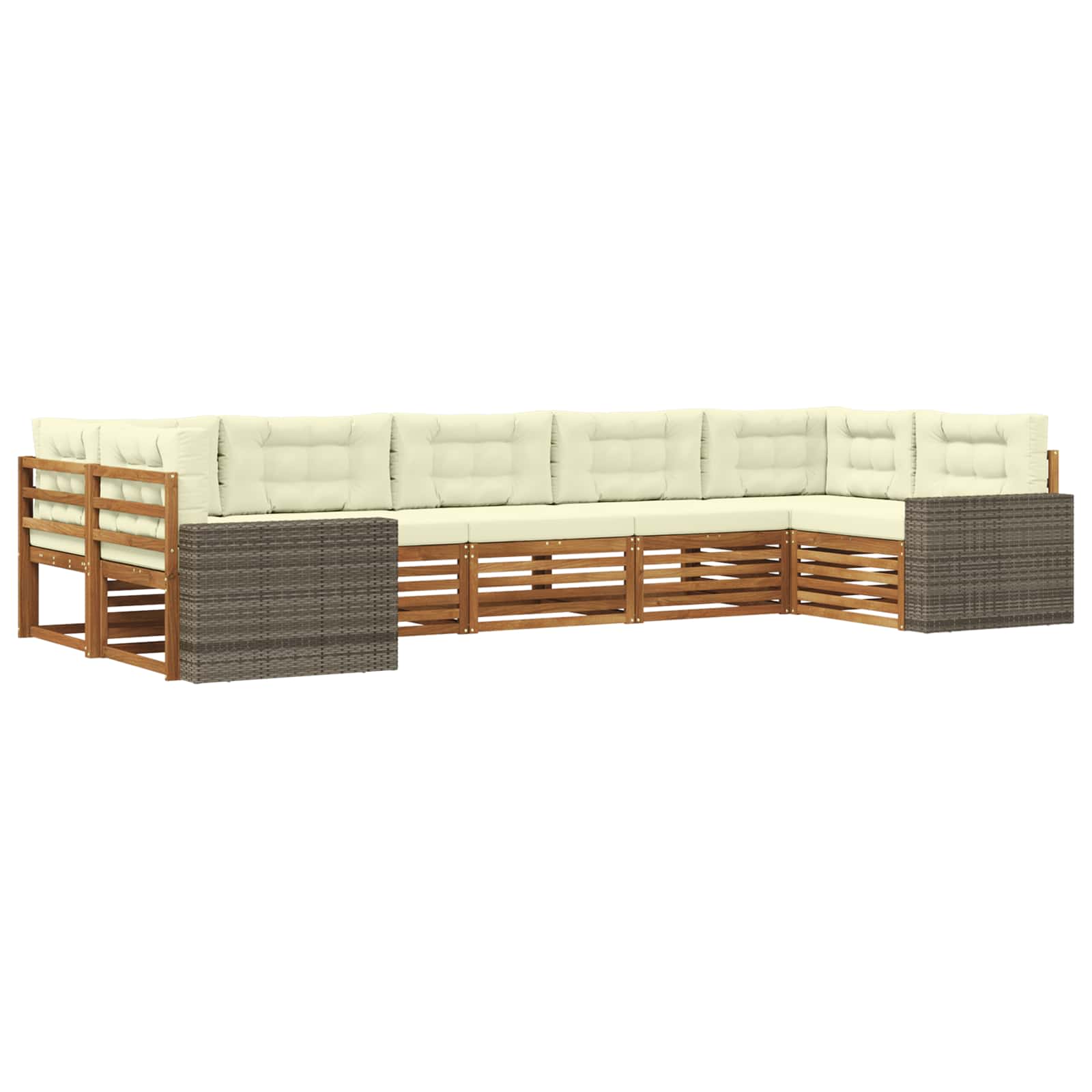 vidaXL Zestaw sof na zewnątrz z poduszką 7 pcs Naturalny i Kremowy