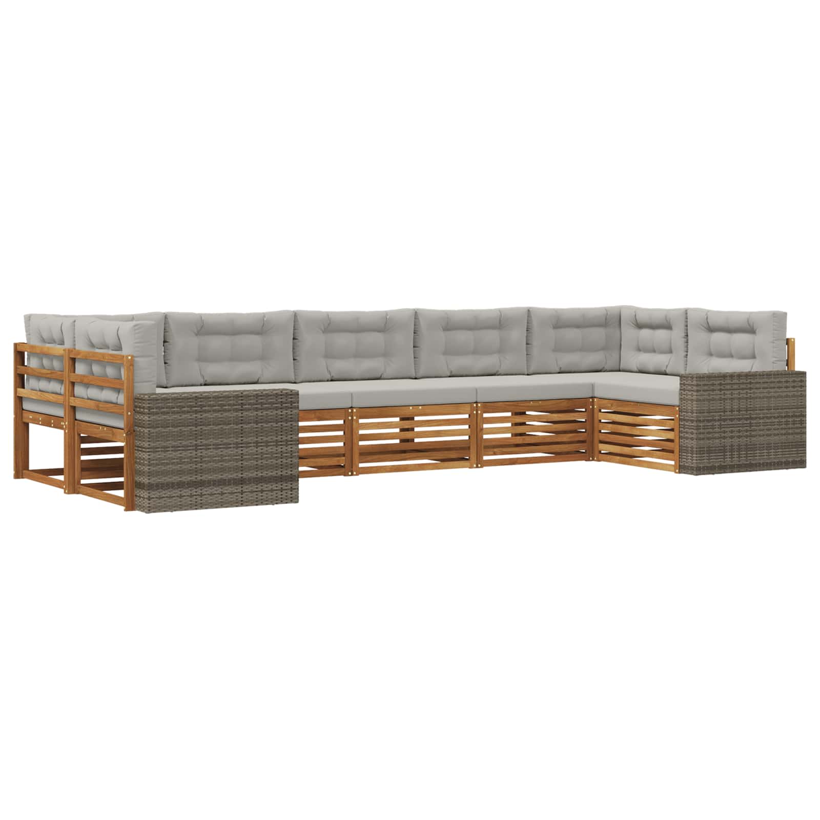 vidaXL Zestaw sof na zewnątrz z poduszką 7 pcs Naturalny i jasnoszary