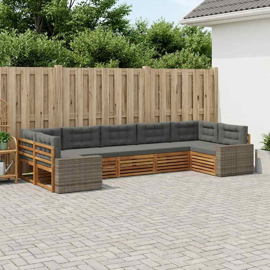 vidaXL Zestaw sof na zewnątrz z poduszką 7 pcs Naturalny i Antracytowy