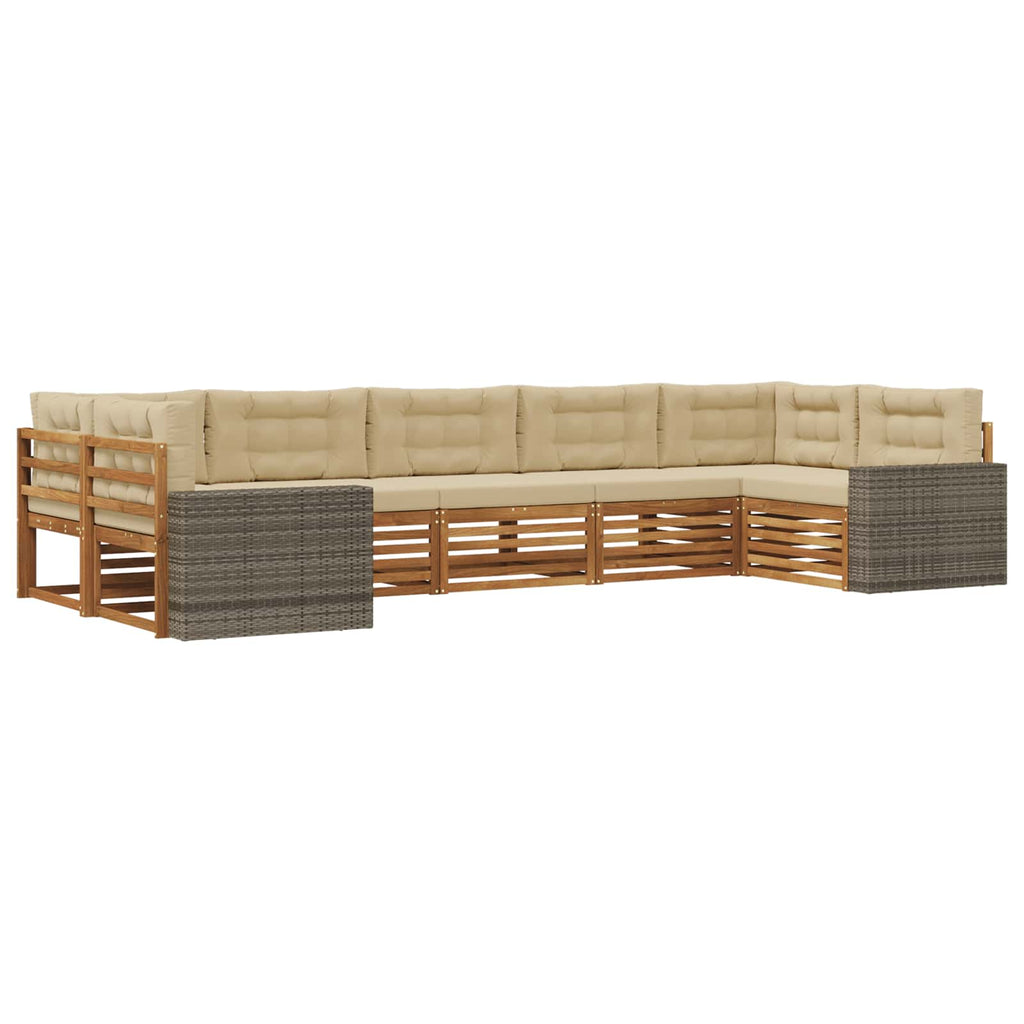 vidaXL Zestaw sof na zewnątrz z poduszką 7 pcs Naturalny i Beżowy