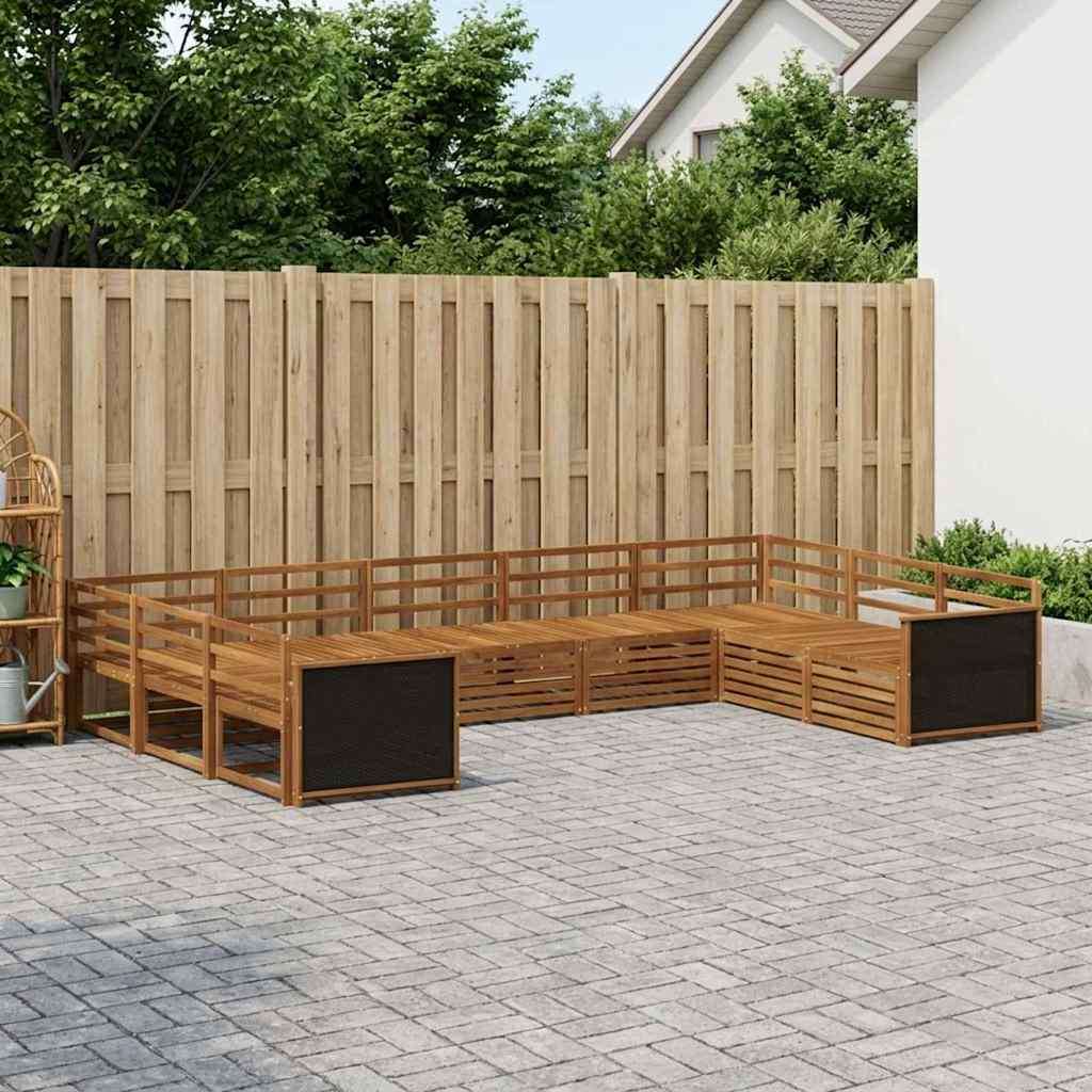 vidaXL Zestaw sof na zewnątrz 9 pcs naturalny Lite Drewno Akacji