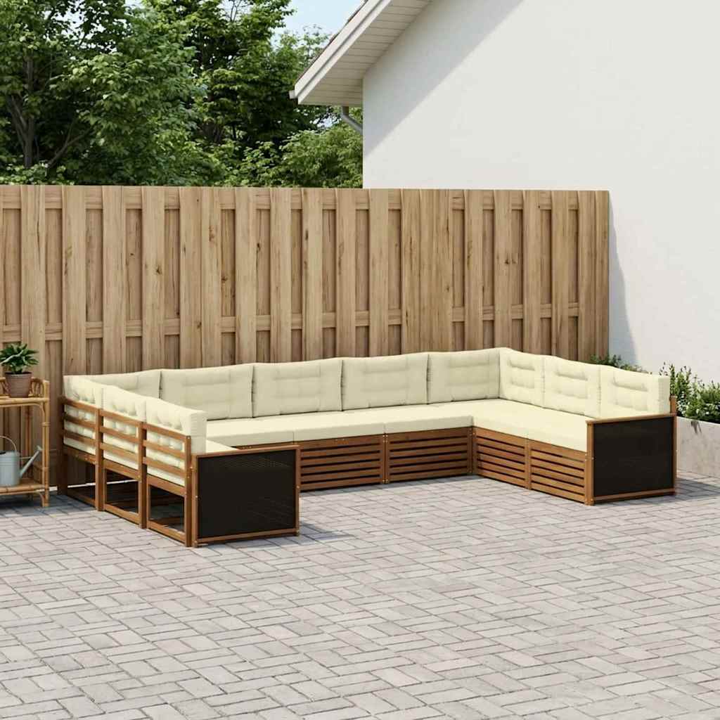 vidaXL Zestaw sof na zewnątrz z poduszką 9 pcs Naturalny i Kremowy