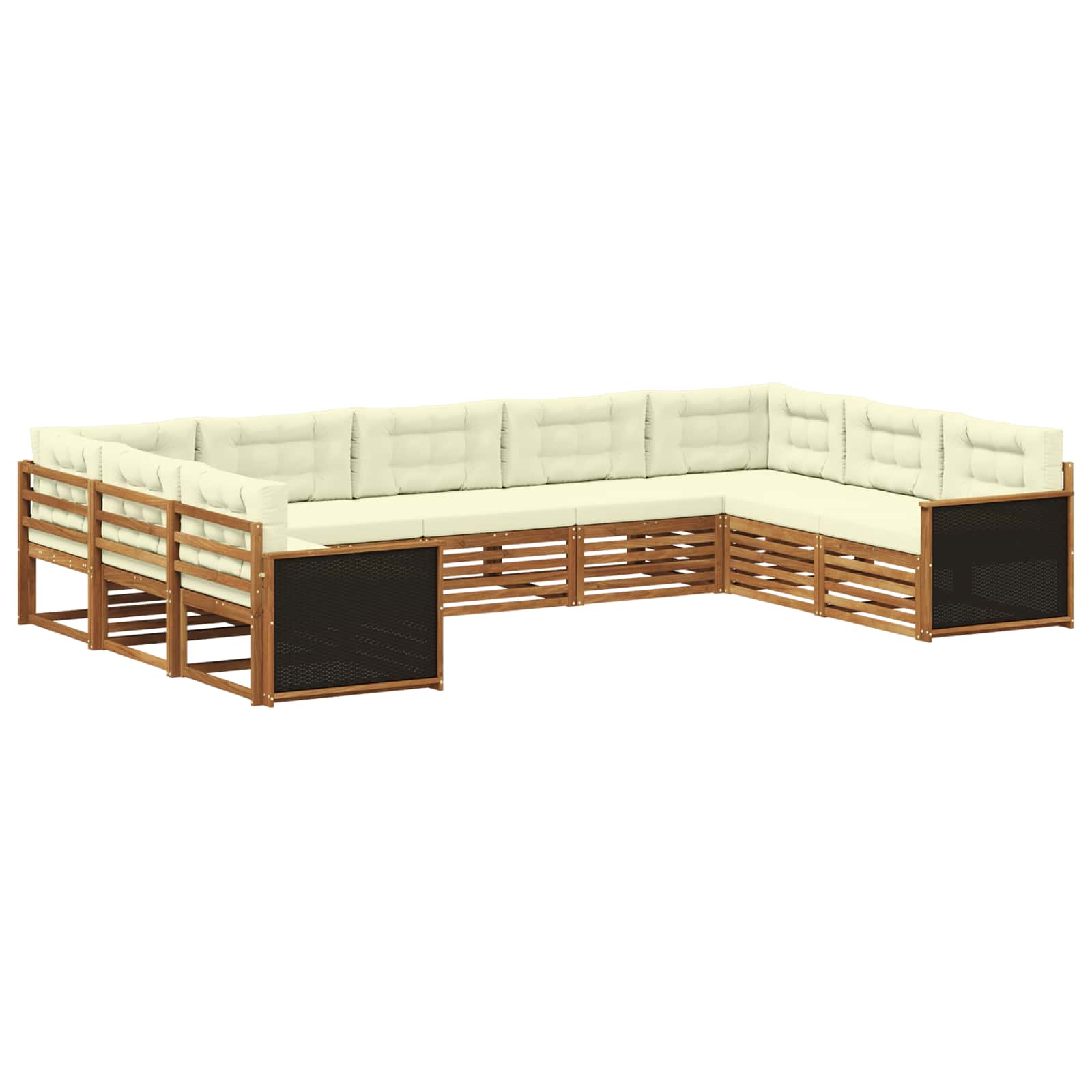 vidaXL Zestaw sof na zewnątrz z poduszką 9 pcs Naturalny i Kremowy
