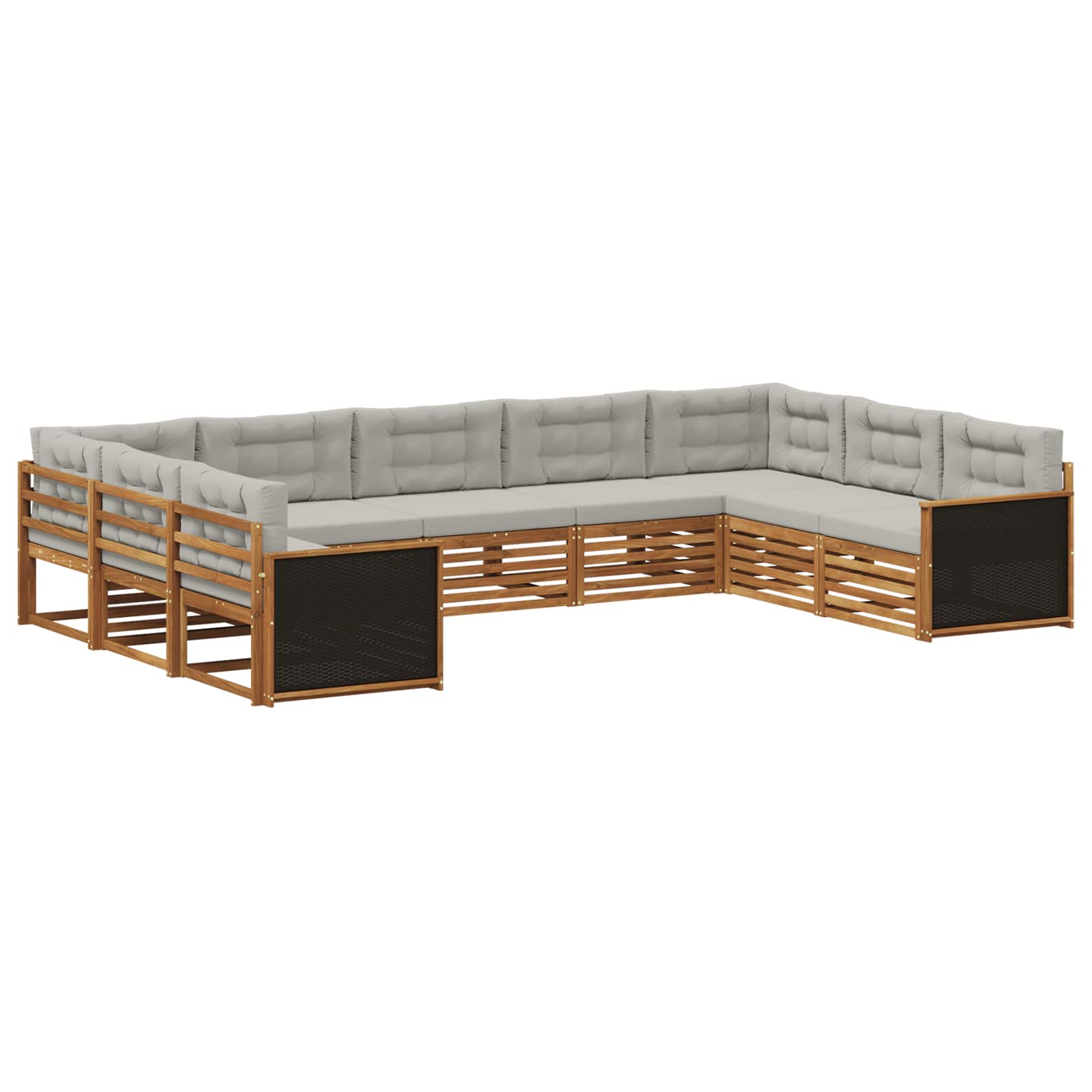 vidaXL Zestaw sof na zewnątrz z poduszką 9 pcs Naturalny i jasnoszary