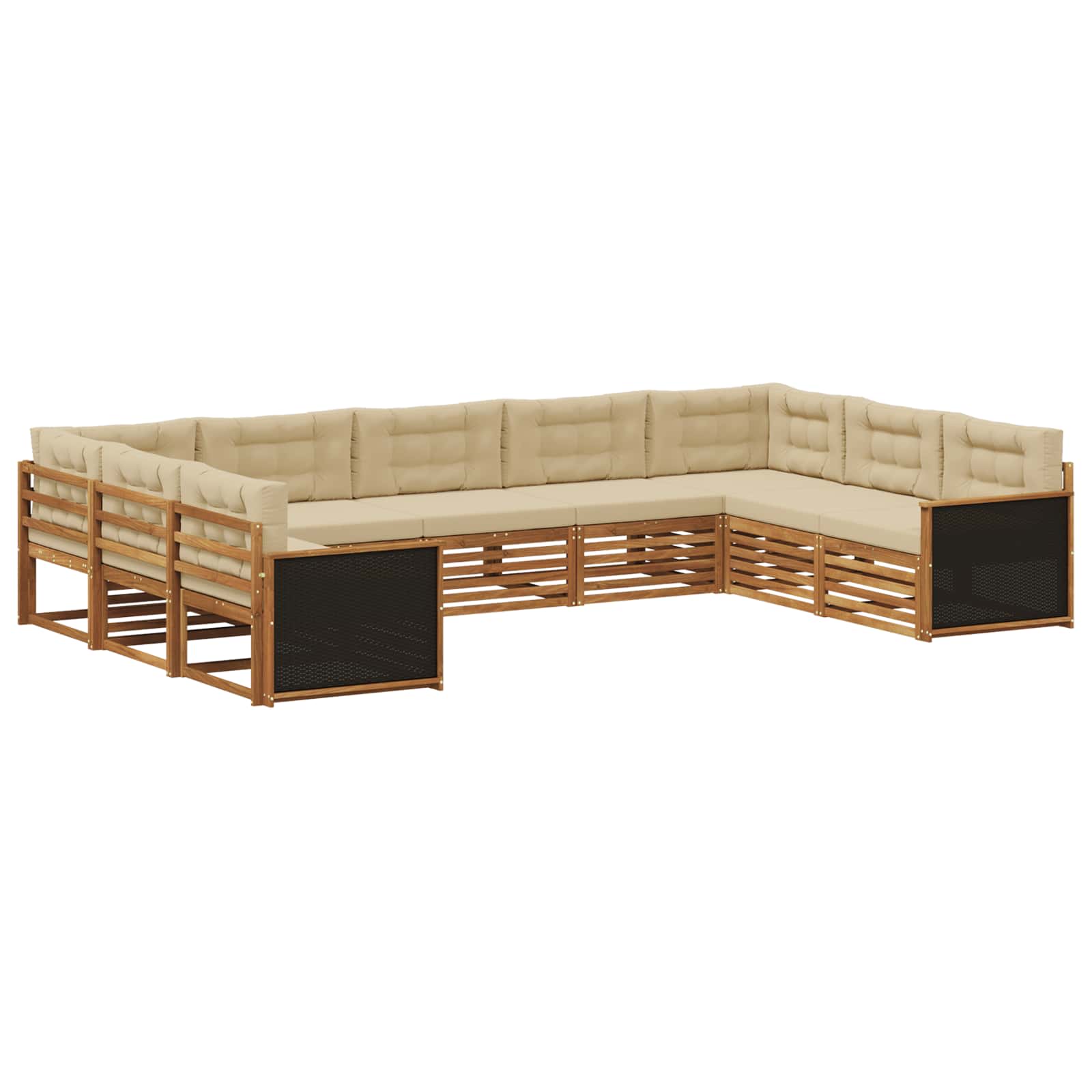 vidaXL Zestaw sof na zewnątrz z poduszką 9 pcs Naturalny i Beżowy