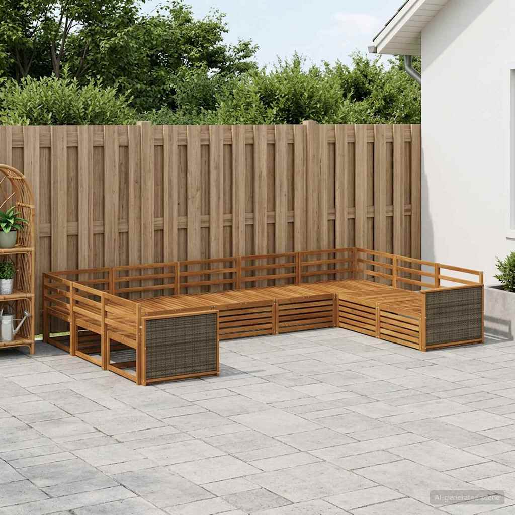 vidaXL Zestaw sof na zewnątrz 9 pcs naturalny Lite Drewno Akacji