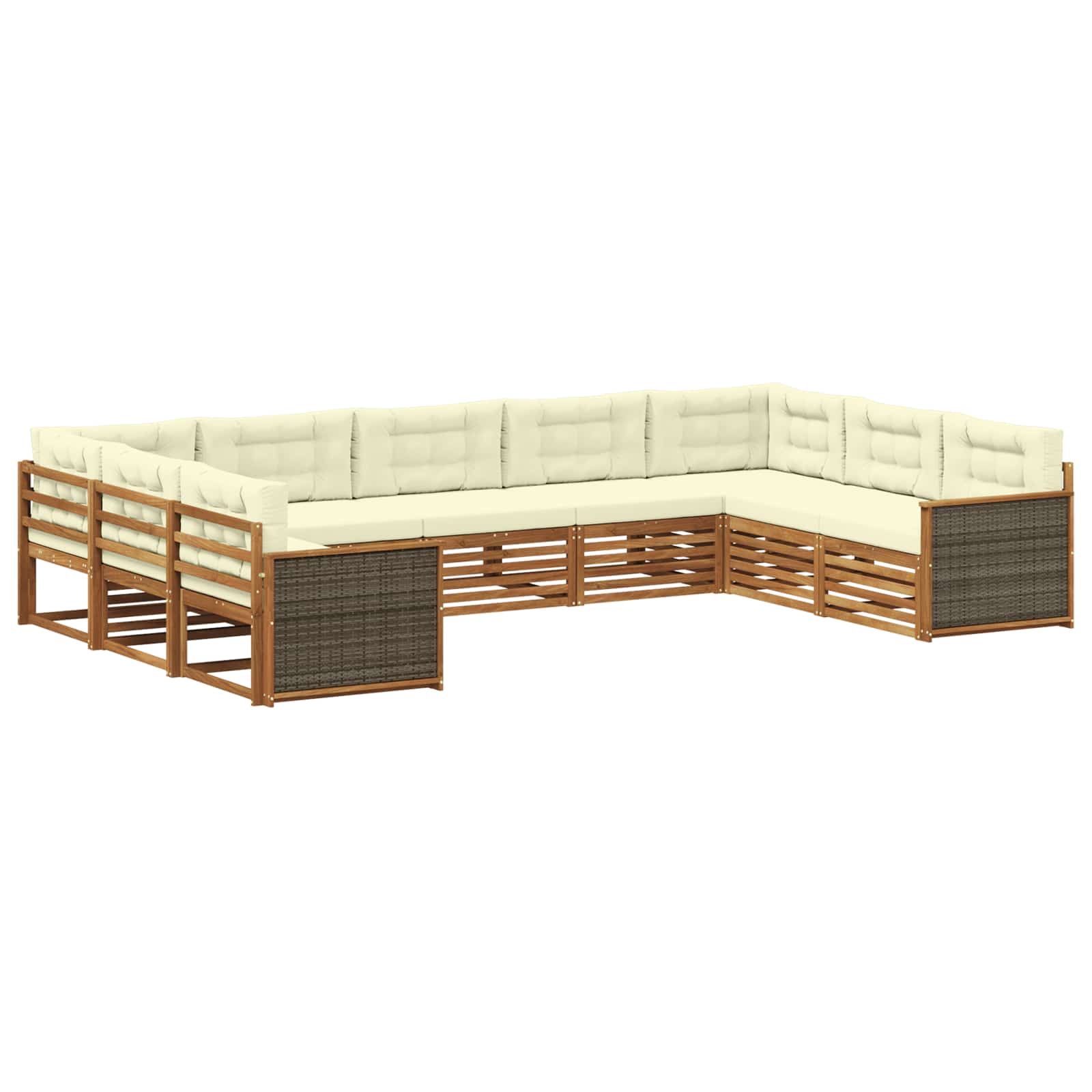 vidaXL Zestaw sof na zewnątrz z poduszką 9 pcs Naturalny i Kremowy