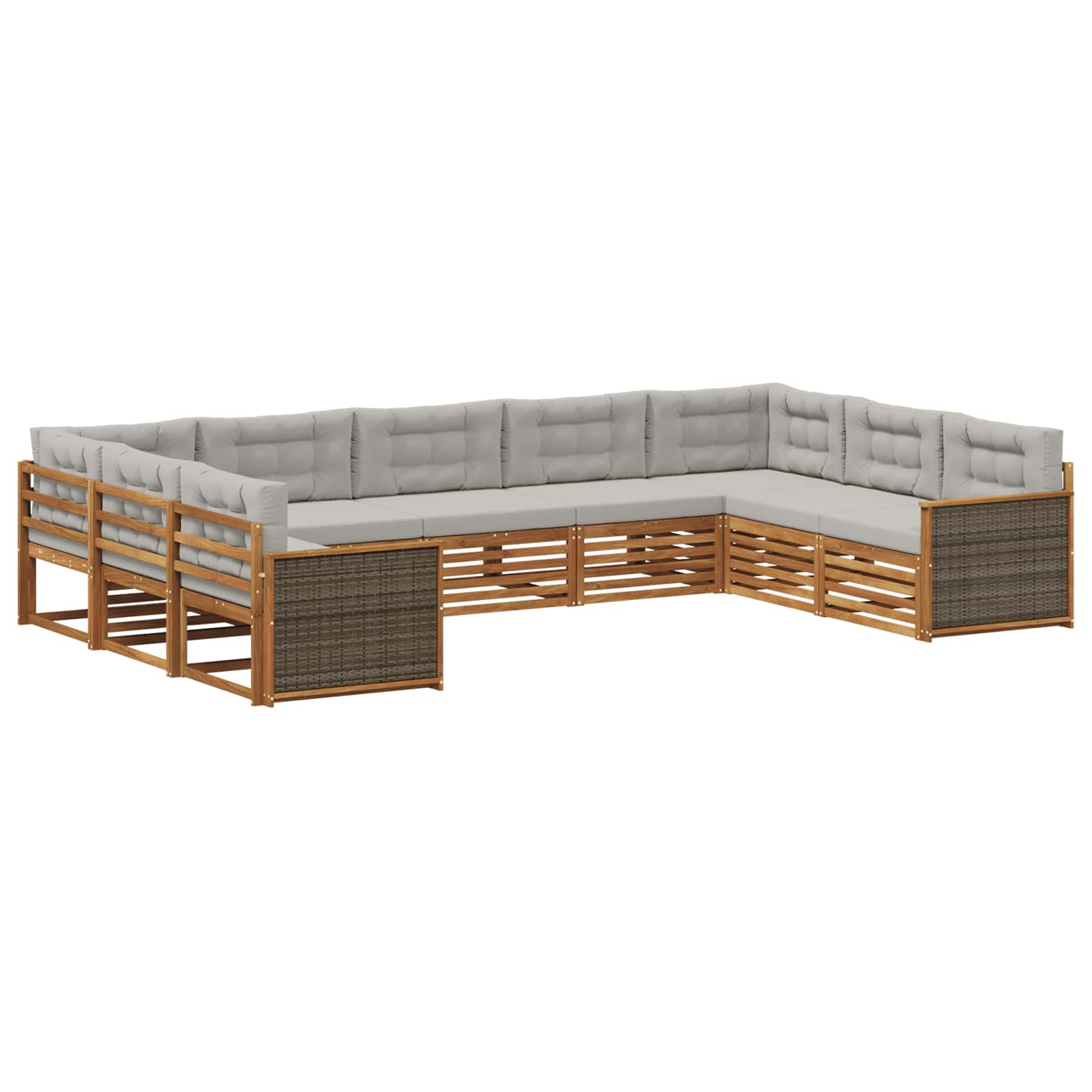 vidaXL Zestaw sof na zewnątrz z poduszką 9 pcs Naturalny i jasnoszary