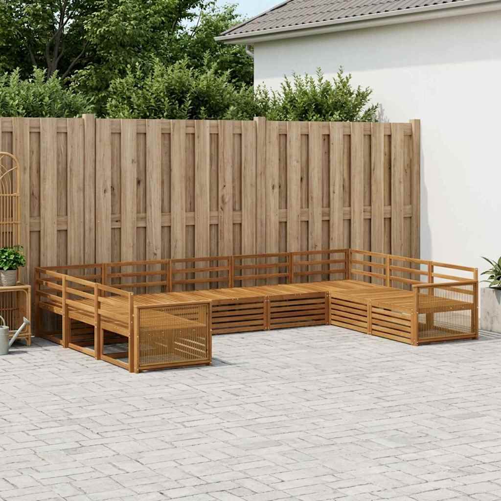 vidaXL Zestaw sof na zewnątrz 9 pcs naturalny Lite Drewno Akacji