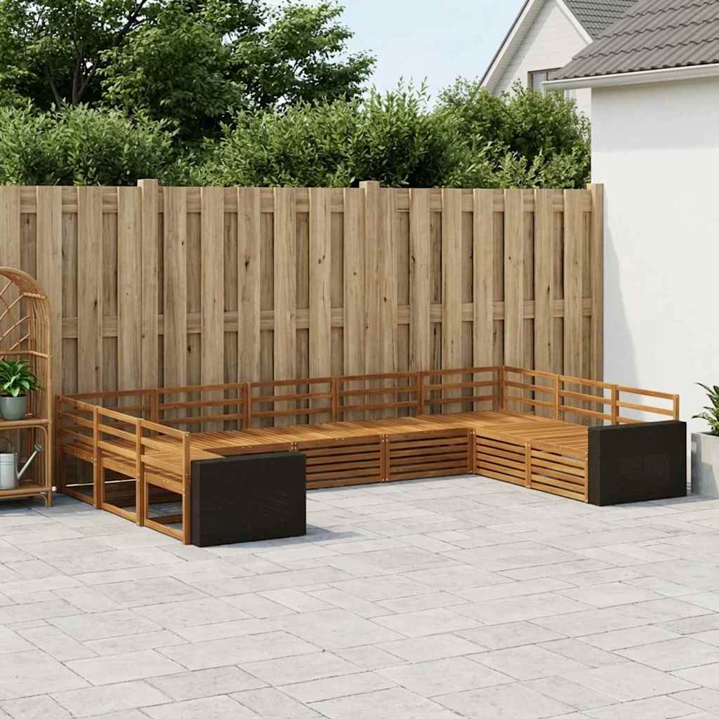 vidaXL Zestaw sof na zewnątrz 9 pcs naturalny Lite Drewno Akacji