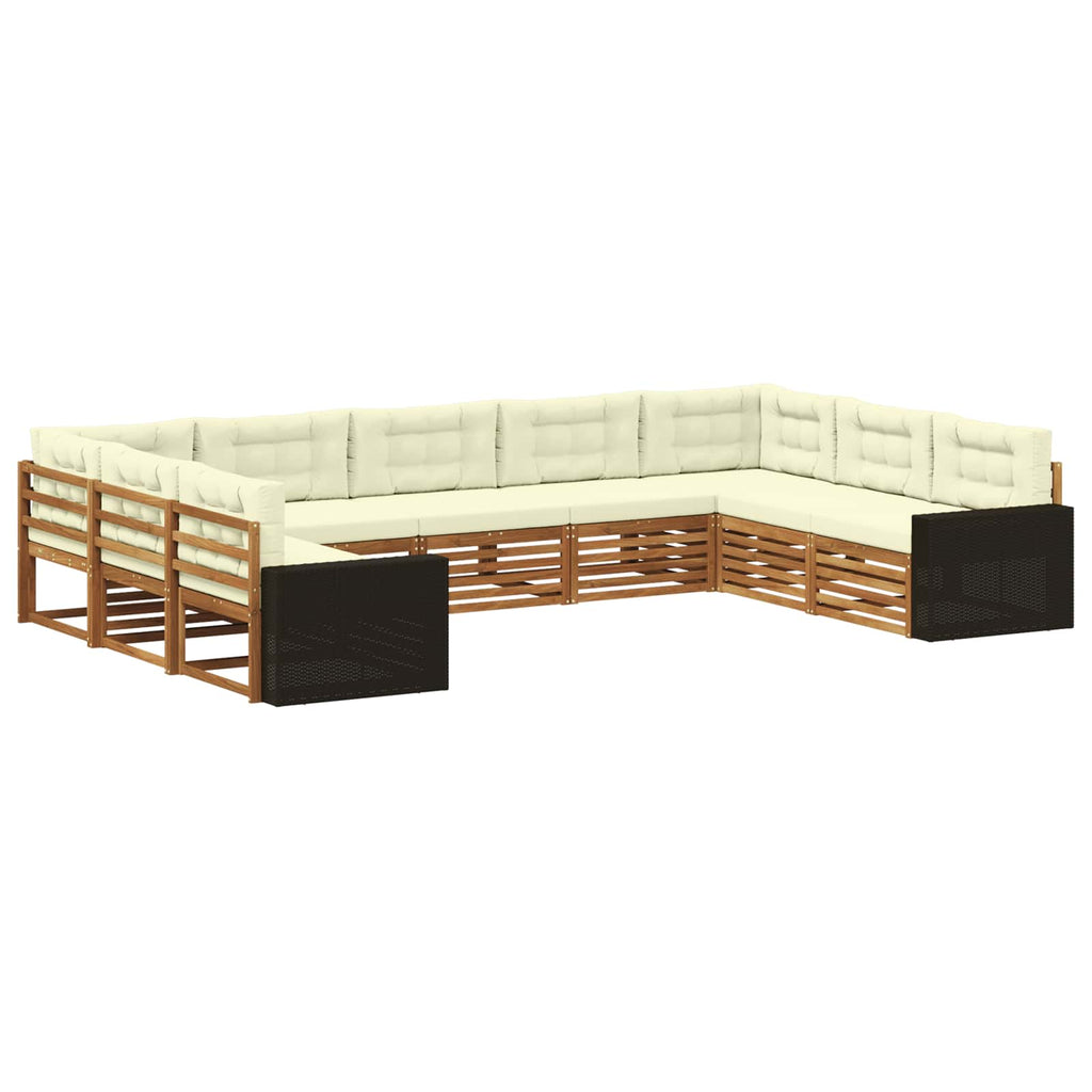 vidaXL Zestaw sof na zewnątrz z poduszką 9 pcs Naturalny i Kremowy