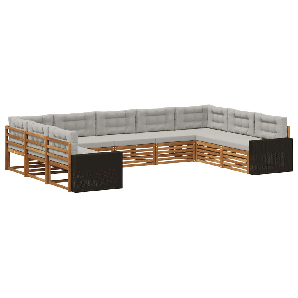 vidaXL Zestaw sof na zewnątrz z poduszką 9 pcs Naturalny i jasnoszary