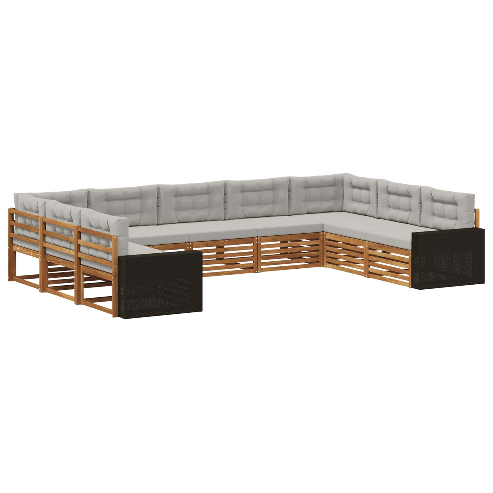 vidaXL Zestaw sof na zewnątrz z poduszką 9 pcs Naturalny i jasnoszary
