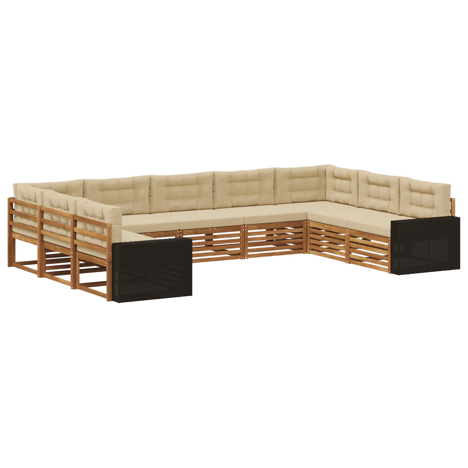 vidaXL Zestaw sof na zewnątrz z poduszką 9 pcs Naturalny i Beżowy