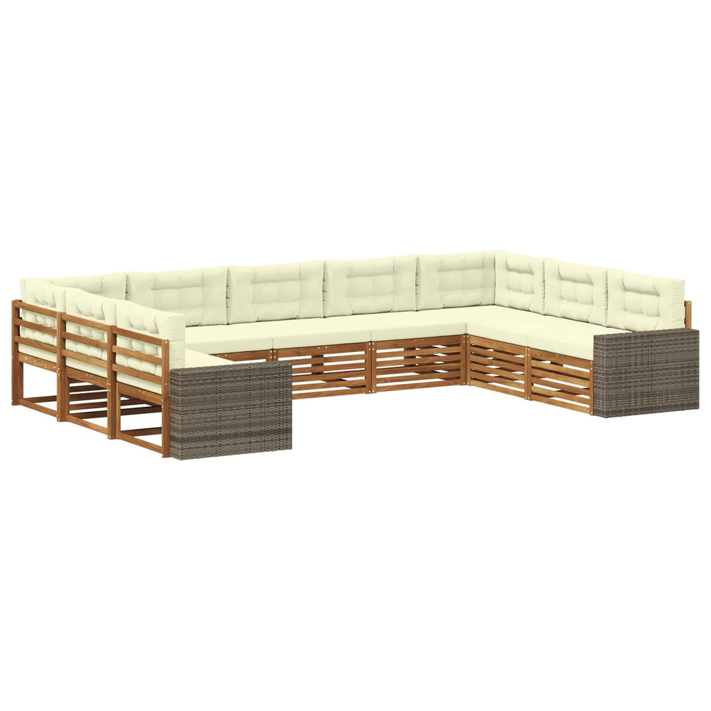 vidaXL Zestaw sof na zewnątrz z poduszką 9 pcs Naturalny i Kremowy