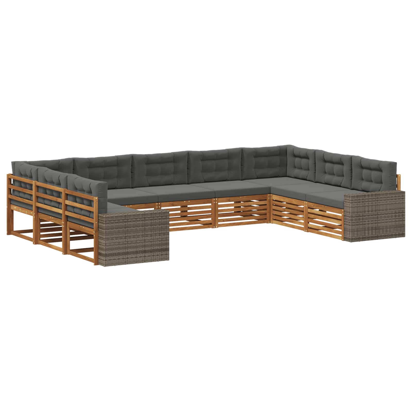 vidaXL Zestaw sof na zewnątrz z poduszką 9 pcs Naturalny i Antracytowy