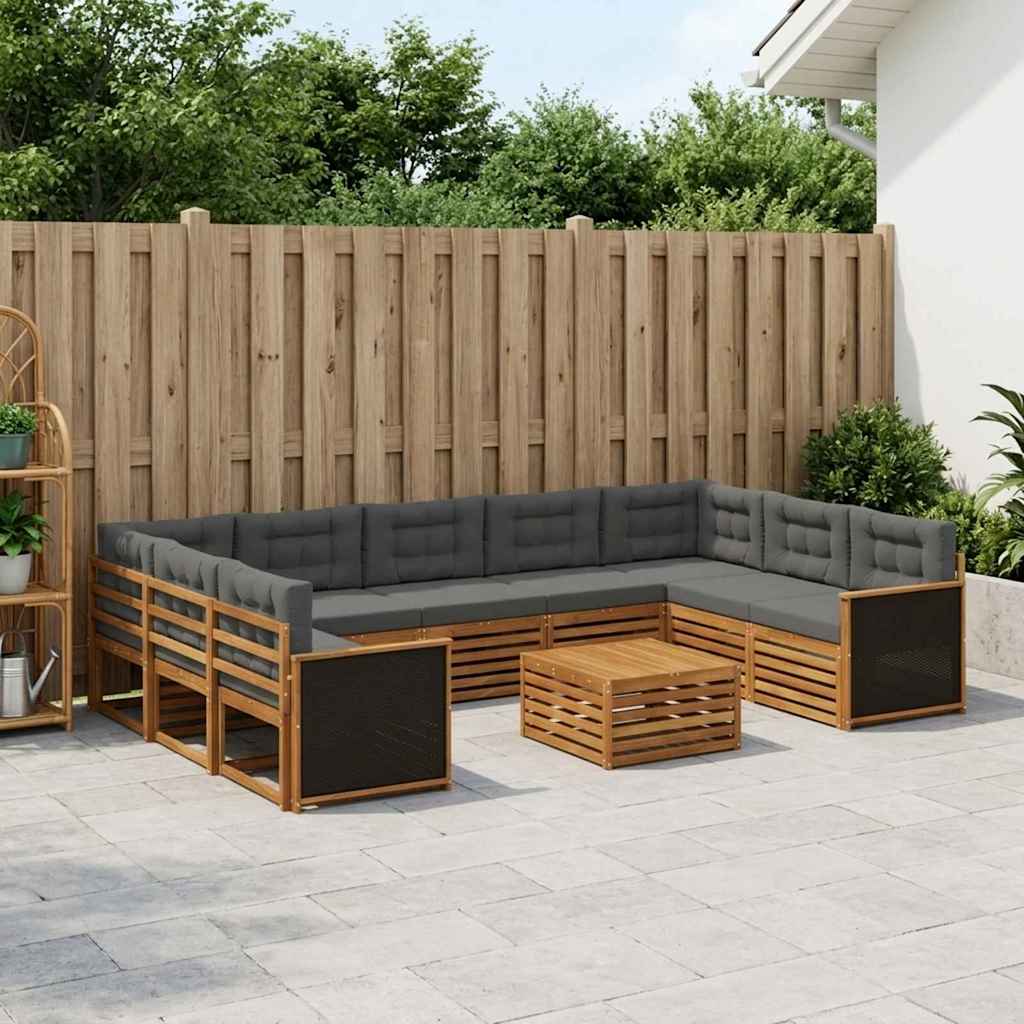 vidaXL Zestaw sof na zewnątrz 10 pcs Naturalny i Antracytowy