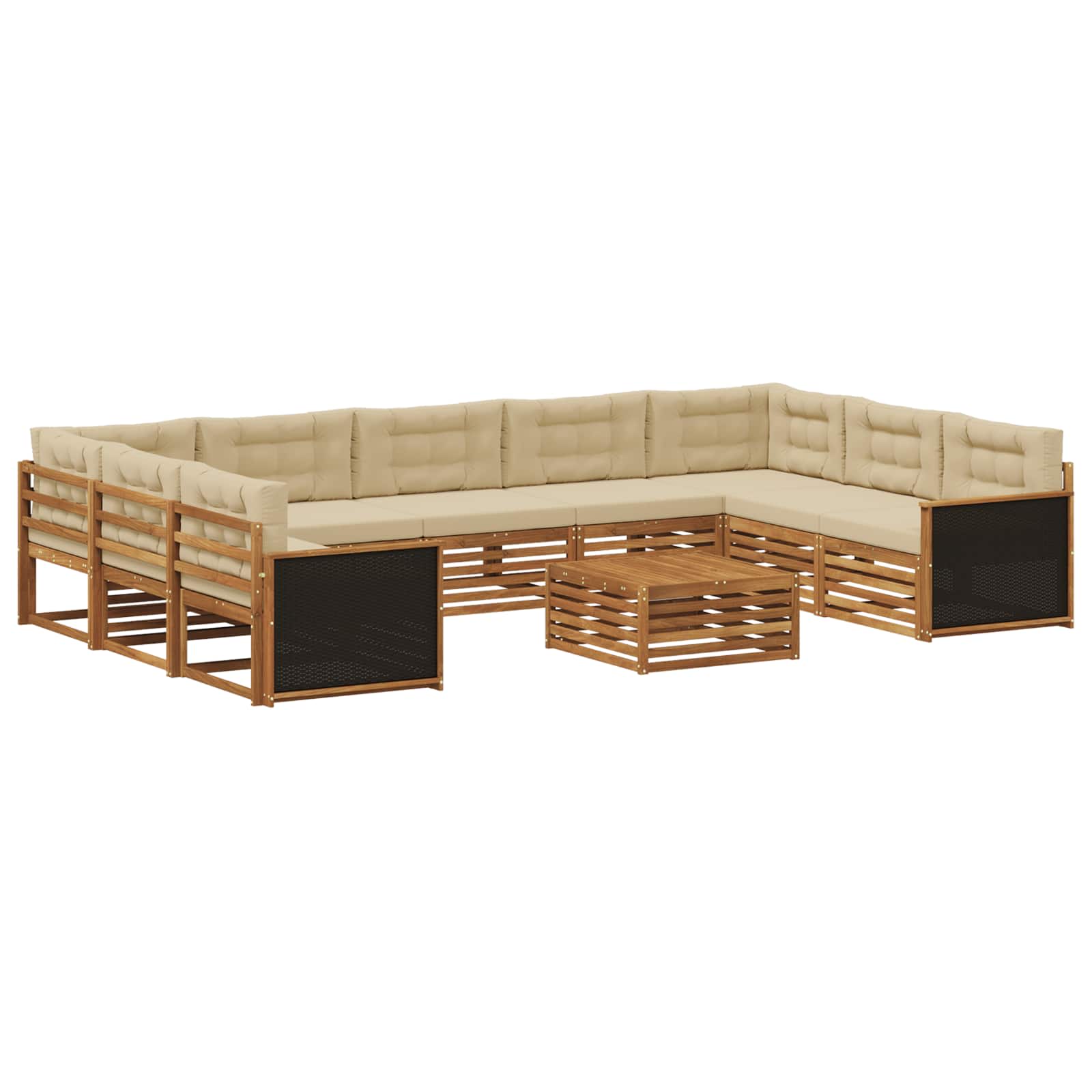 vidaXL Zestaw sof na zewnątrz z poduszką 10 pcs Naturalny i Beżowy