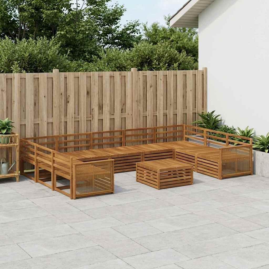 vidaXL Zestaw sof na zewnątrz 10 pcs naturalny Lite Drewno Akacji