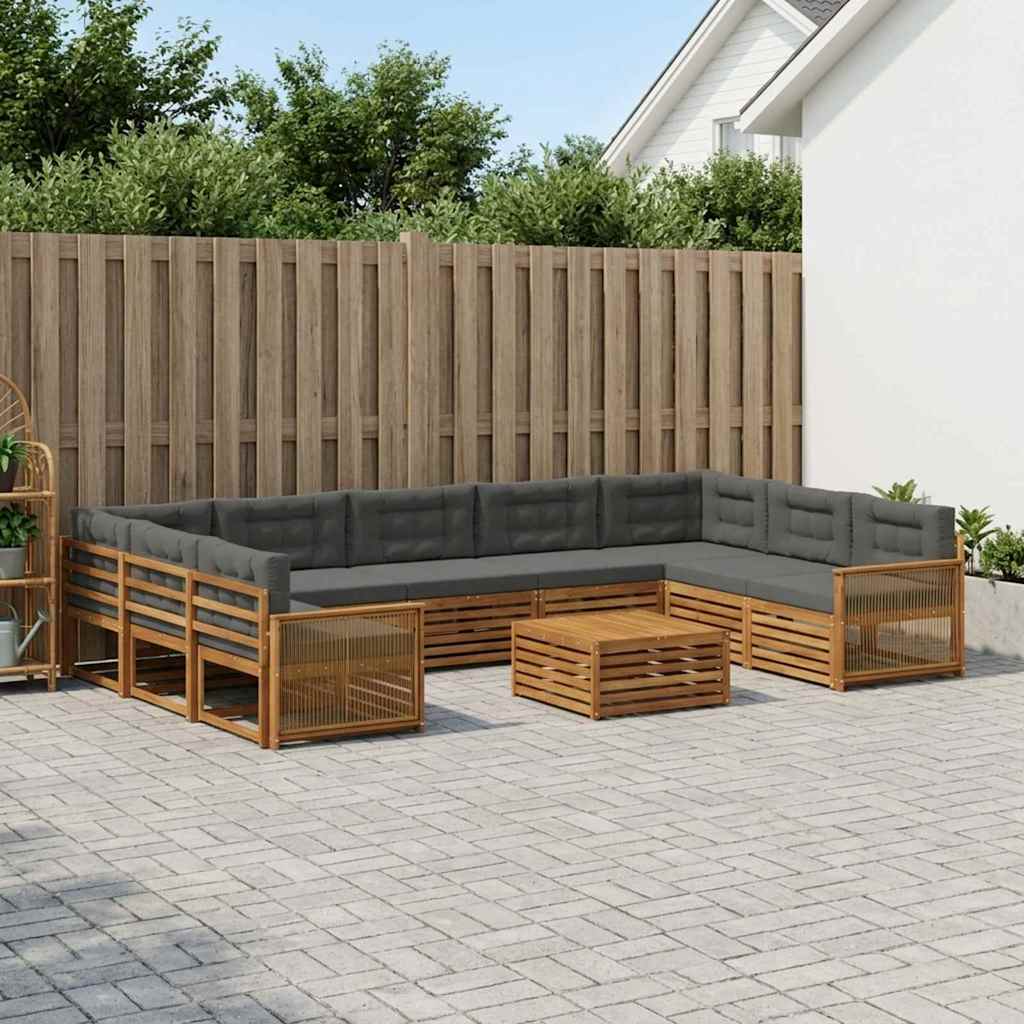 vidaXL Zestaw sof na zewnątrz 10 pcs Naturalny i Antracytowy