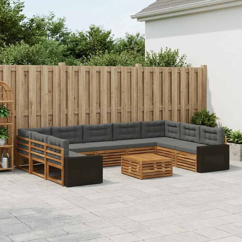 vidaXL Zestaw sof na zewnątrz 10 pcs Naturalny i Antracytowy