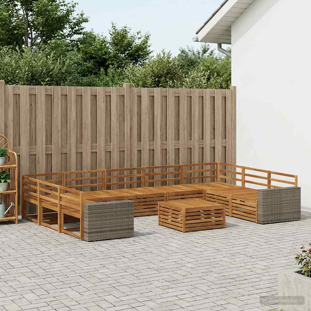 vidaXL Zestaw sof na zewnątrz 10 pcs naturalny Lite Drewno Akacji
