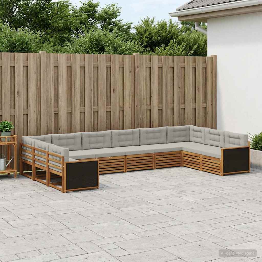 vidaXL Zestawy sof z poduszką 10 pcs Lite Drewno Akacji