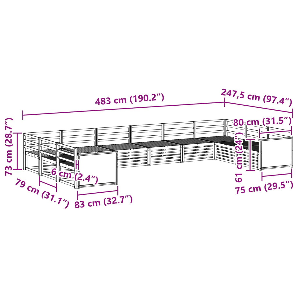 vidaXL Zestawy sof 10 pcs Lite Drewno Akacji