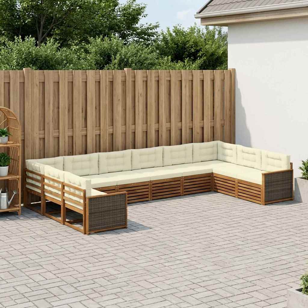 vidaXL Zestawy sof z poduszką 10 pcs Lite Drewno Akacji