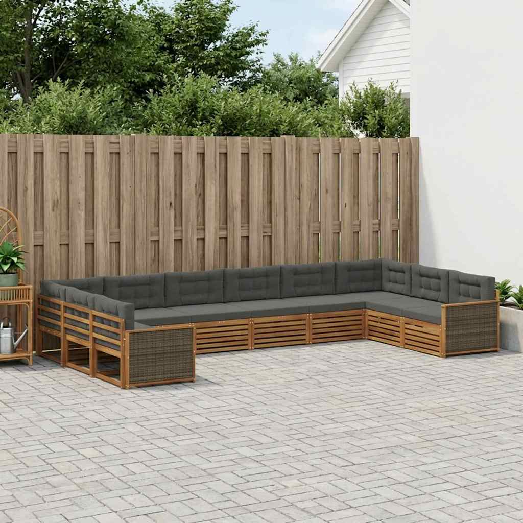 vidaXL Zestawy sof z poduszką 10 pcs Lite Drewno Akacji