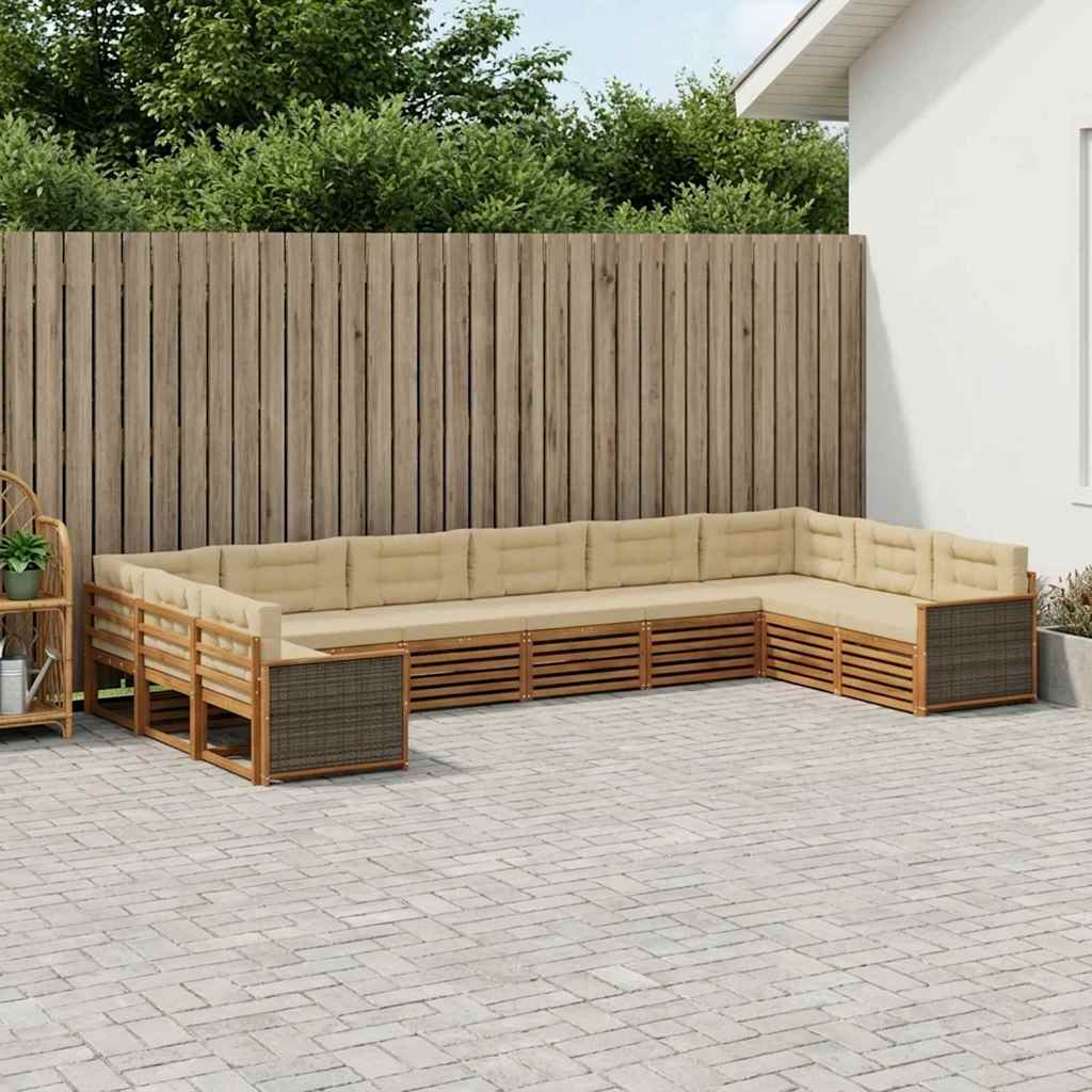 vidaXL Zestawy sof z poduszką 10 pcs Lite Drewno Akacji