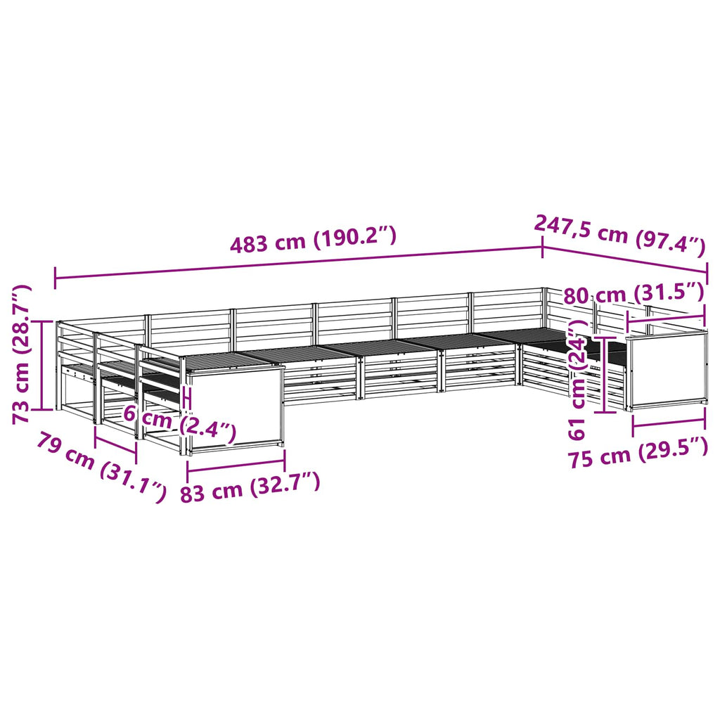 vidaXL Zestawy sof 10 pcs Lite Drewno Akacji