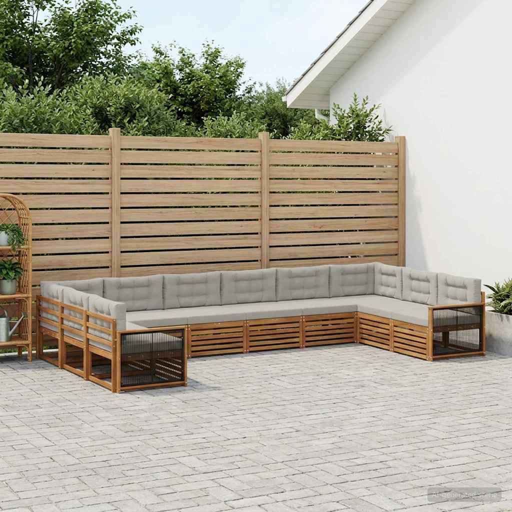 vidaXL Zestawy sof z poduszką 10 pcs Lite Drewno Akacji