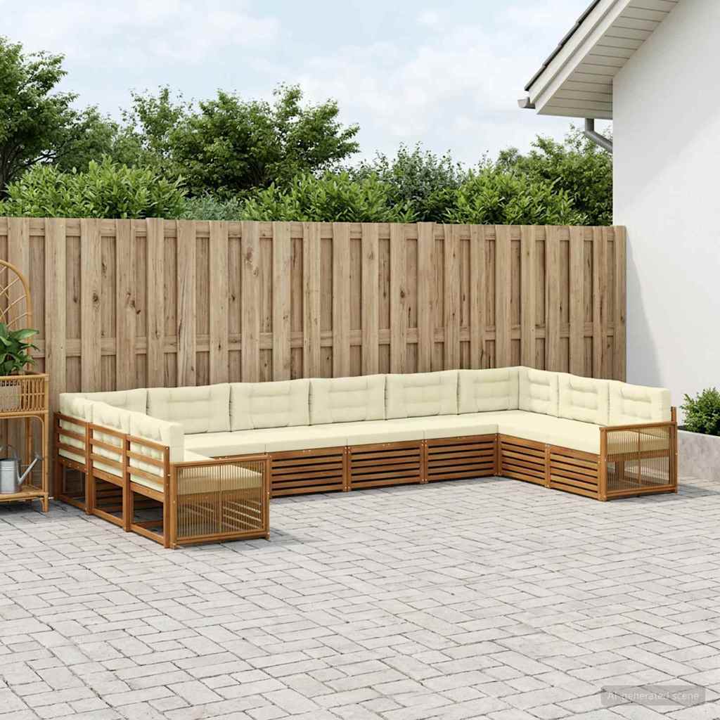 vidaXL Zestawy sof z poduszką 10 pcs Lite Drewno Akacji
