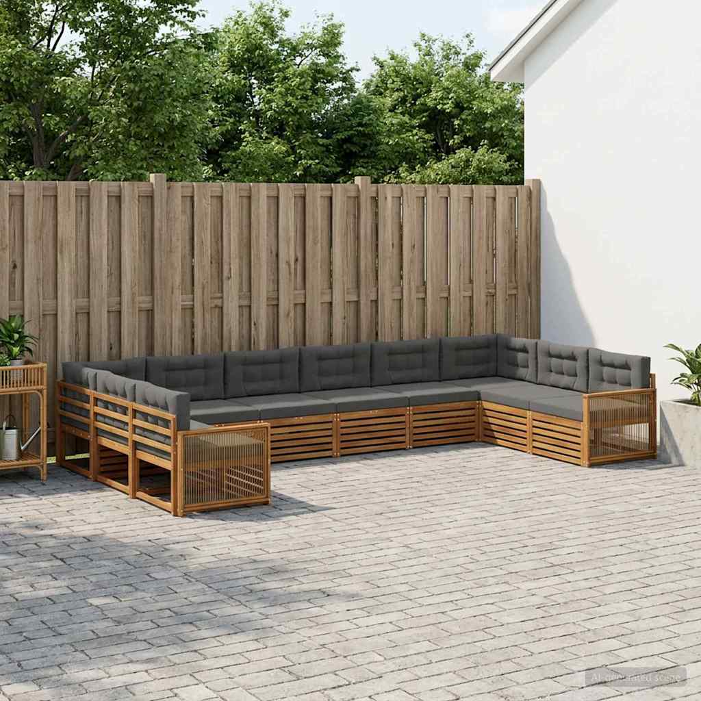 vidaXL Zestawy sof z poduszką 10 pcs Lite Drewno Akacji