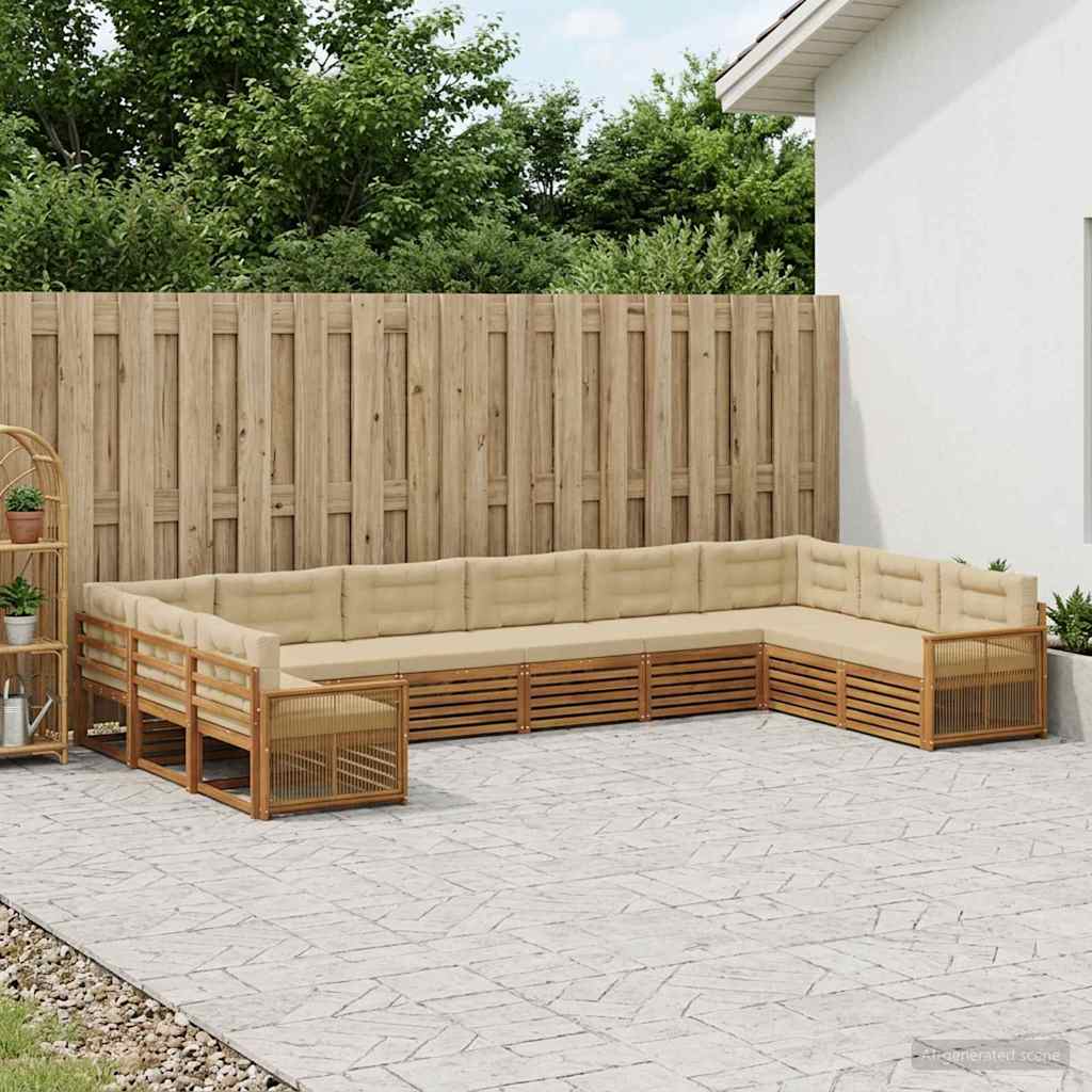 vidaXL Zestawy sof z poduszką 10 pcs Lite Drewno Akacji